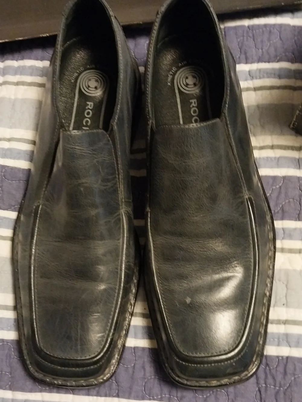 New With Tags Rockport Blue Gary Slip-On Leather Loafers